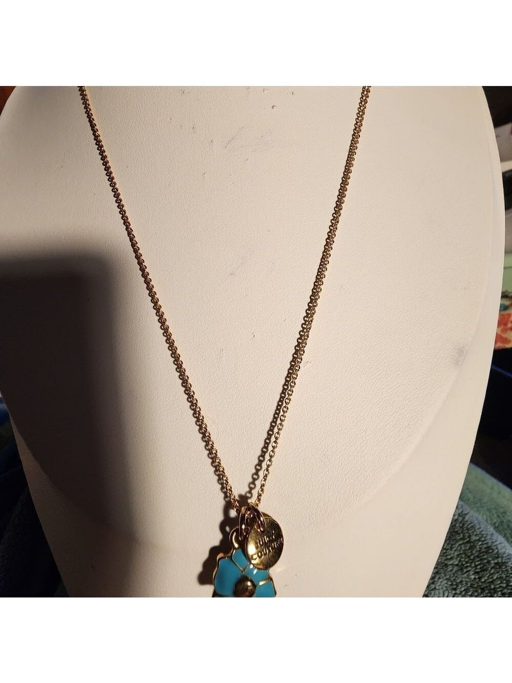 Juicy Couture necklace, blue flower with gemstones 18"+4" - Picture 3 of 5